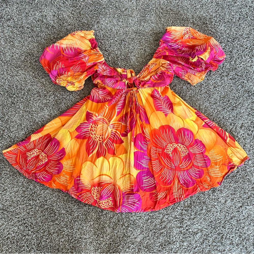 FARM Rio Pink & Orange Floral Mini Dress
